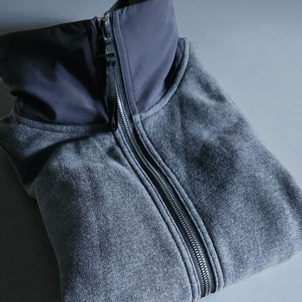 Lululemon Womens Jacket Gray Black Sweatshirt: En Route Athleisure Back Zip - Picture 6 of 9